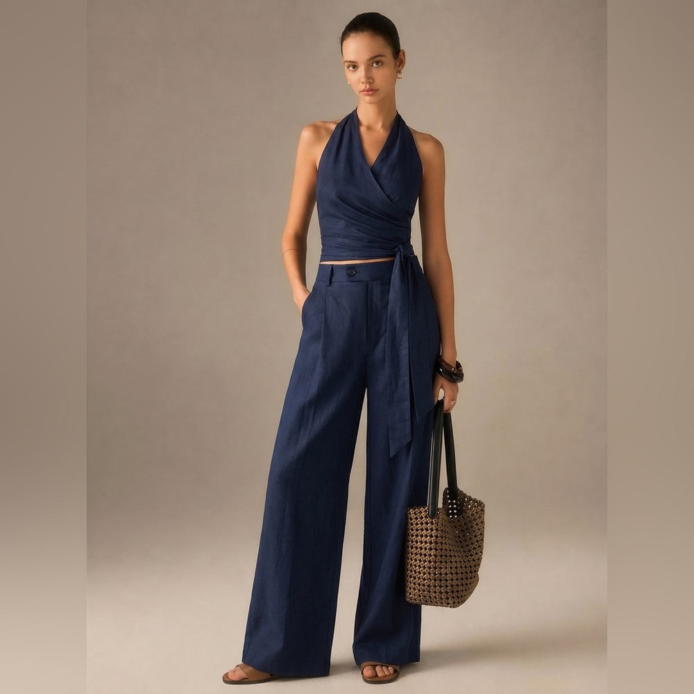 Commense Halter Wrap Top & Pants Set